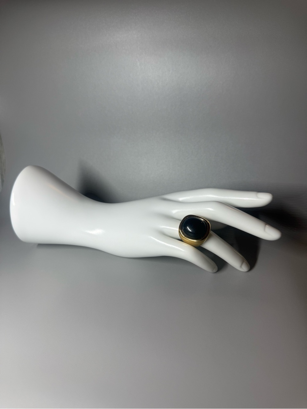 Gold-Tone Black Cabochon Statement Ring - Women Jewelry